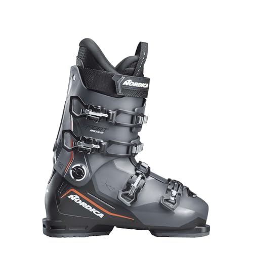 Nordica Sportmachine 3 80 Men's Wide Fit High Performance Alpine Ski Boots (Anthracite/Black/Red, 30.5)