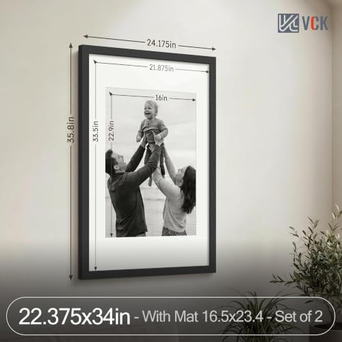 Image of VCK 22.375 x 34 Poster Frame 2 Pack, Black Wood, A2 Mat, for Poster Print