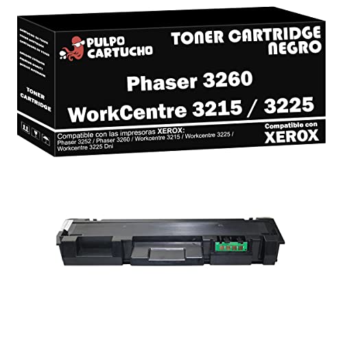 Pulpo Cartucho - Toner 3260/3225 / 3215 Negro Compatible con Xerox 106R02777 - Valido para Impresoras Xerox Phaser 3252 / Phaser 3260 / Workcentre 3215 / Workcentre 3225 / Workcentre 3225 Dni ⭐