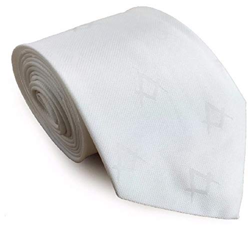 Masonic Masons Corbata de seda blanca con estampado automático cuadrado para hombres