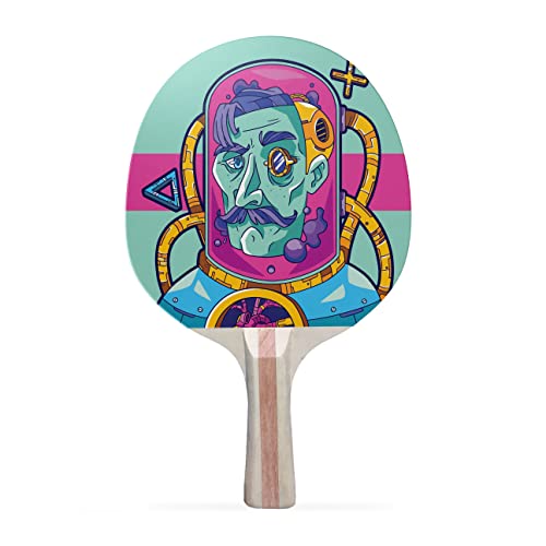 TigerTail Sports Android Man Colorful Design Ping Pong Paddle, Premium 5 Ply Table Tennis Racket (Black on Back)