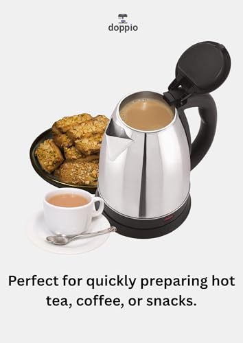 Image of Doppio Electric Kettle 2 Litre - Stainless Steel Hot Water Boiler with Auto Shut-Off & Boil-Dry Protection | Fast Heating Electric Tea & Coffee Maker for Home, Office & Kitchen Use