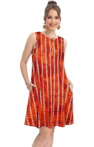 Image of elescat Women's Summer Dresses 2026 Beach Casual Sleeveless Floral Print Tank Loose Sundress with Pocket