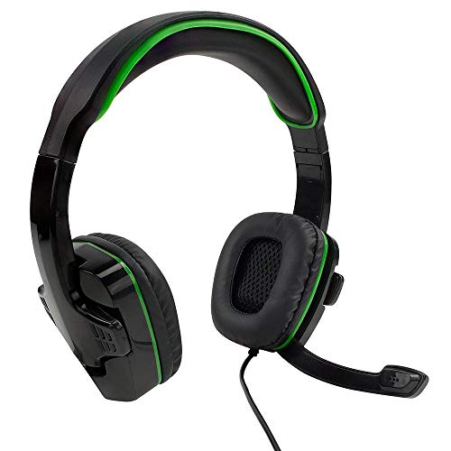 SF1 Casque de Jeu stéréo pour Xbox One, série X/S, Playstation 4/5, Nintendo Switch, PC, Microphone Pliable, Bandeau réglable, Commandes de Volume et de sourdine en Ligne - Noir et Vert Cover