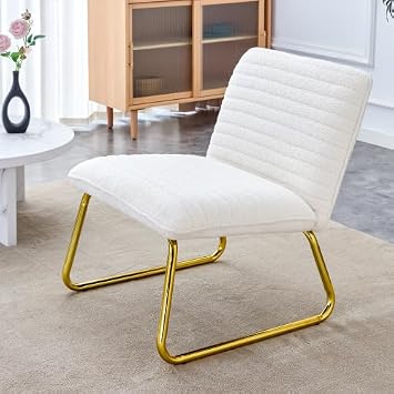 Modern Accent Chair Single Sofa Chair Lounge Chair Comfy Arm Chair for Makeup Living Room Office Bedroom Coffee Shop, Leisure Sofa Accentchair Vanity Chair for Reading, Small Spaces White