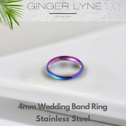Ginger Lyne Collection 4mm Stainless Steel Silver Wedding Band For Women Wedding Ring for Men Classic Design Plain Bridal Ring Stainless Steel Comfort Fit Band2