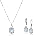Sterling Silver Blue and White Topaz Pendant and Earrings Set