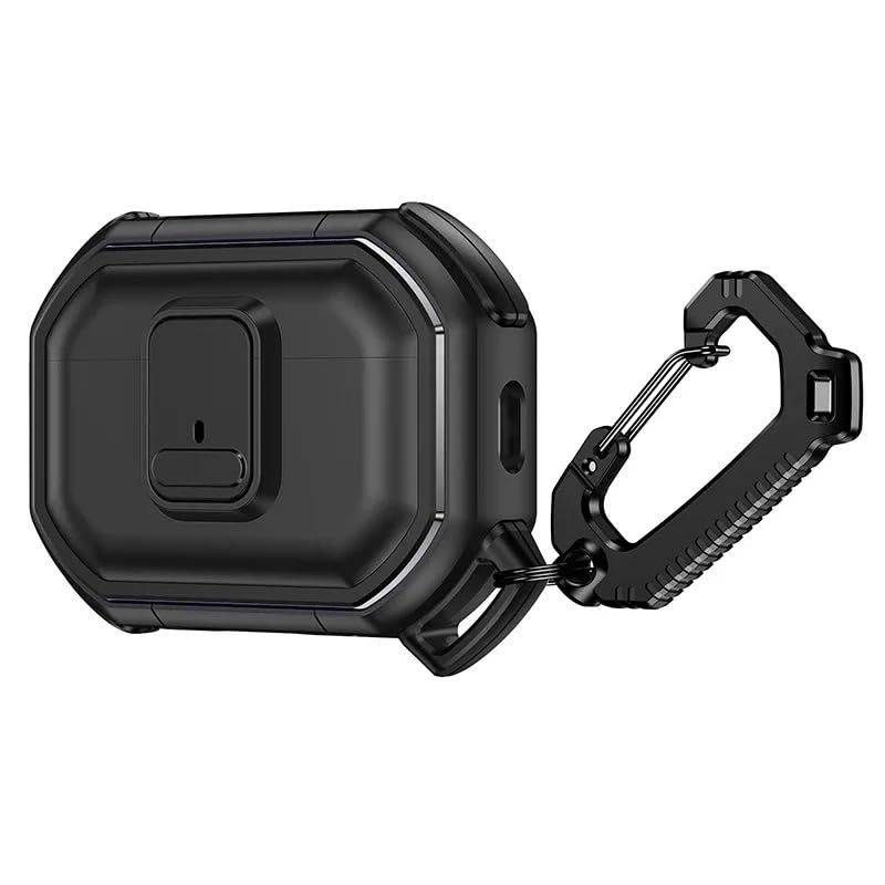MYVN Case Compatible for Airpods Pro 2nd/1st Gen (2023/2022/2019) with Auto Snap Switch, Secure Lock Clip Case Design with Keychain for Men Women,Black-image-14