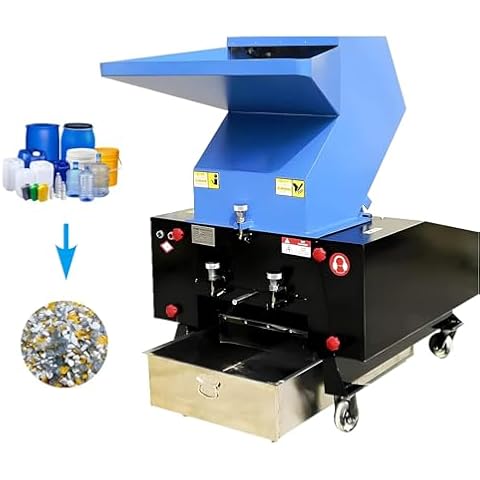 HayWHNKN Electric Plastic Shredder Plastic Crusher Grinder Bottle Cans Crusher Chipper Granulator for Recycling Waste Plastic Scrap Crushing Machine Plastic Crusher for PC/PVC/Rubbler 220V 2.2KW Cover
