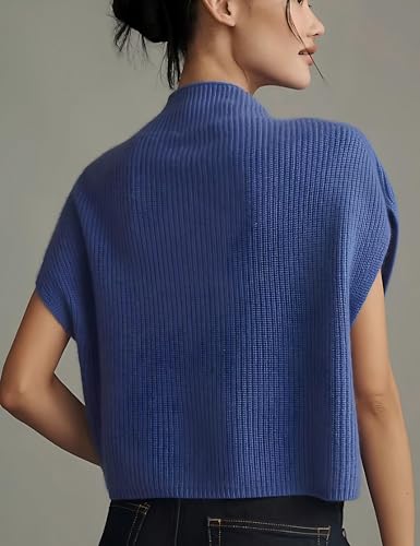 Women’s Knit Sleeveless Sweater Vest High Neck Pullover Ribbed Top Casual Fall Layering Knitwear2