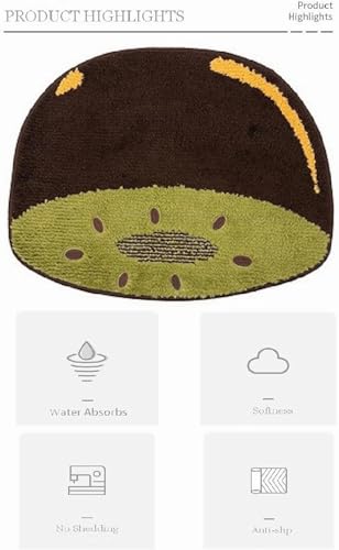 Image of Gavi Home Decor Super Soft Shaggy Bath Mat Anti Skid Anti Slip Cute Absorbent Kids Small Bath Mat Cartoon Fruit Bathroom Rug Non Slip, Cute Bathroom Floor Mat for Home Kitchen(60 x 40 Cm) (Green Kiwi)