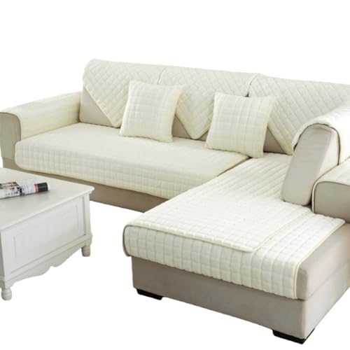 Fundas de Sofá de Franela Suave Lavables Cubre Sofa Antideslizante con Textura Gruesa Cálida Universales Protector de Muebles para 1 2 3 Plazas, Seccional y Forma L