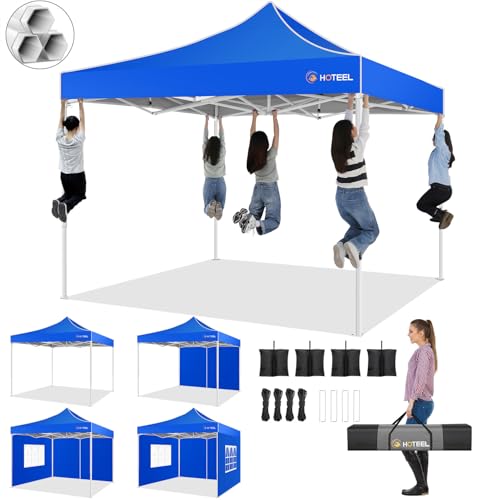 Image of Hoteel 10x10 Heavy Duty Pop Up Canopy Tent with 4 Sidewalls, Blue