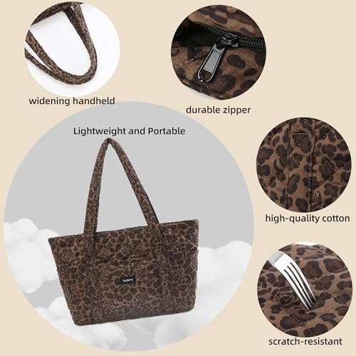 Bolso tote acolchado con estampado de leopardo para mujer miniatura 4