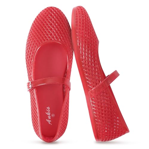 Image of Ankis Mesh Ballet Flats for Women, Black Mesh Flats Buckle Strap Mary Jane Ballerina Flats Women's Fishnet Flat Sandals Shoes for Dressy Summer