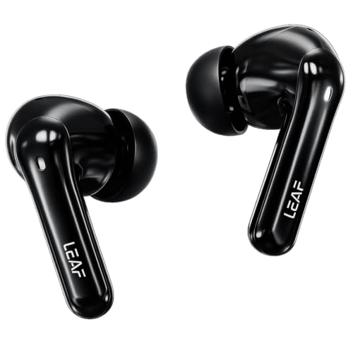 Image of Leaf Pods X1 Wireless Earbuds with 45dB Hybrid ANC, 50H Playtime, 13mm Drivers, Bluetooth 5.3, Wireless Charging, Dual Pairing, AI Sound App, Fast Charging, IPX5, ENC Mic, Carbon Black