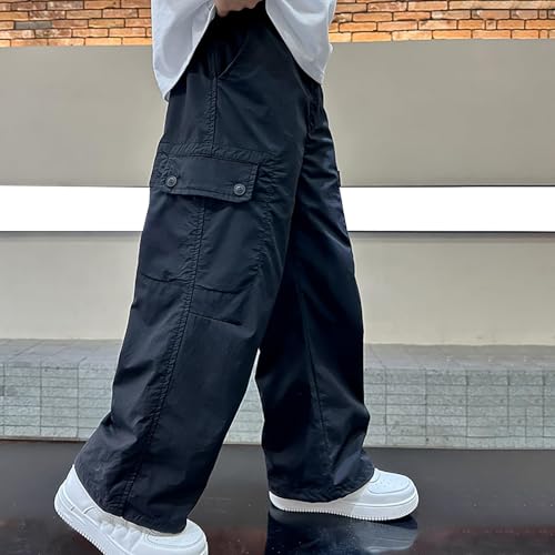 Boys Baggy Cargo Pants Casual Elastic Waist Parachute Pant Teens Trendy Straight Harem Skate Joggers with Pockets4