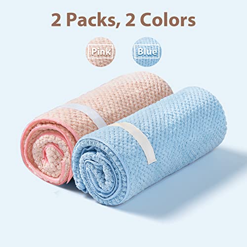 Sucedul Large Microfiber Hair Towel Wrap For Women, 2 Pack Super Absorbent Hair Drying Towel, Anti Frizz Fast Drying Hair Turbans For Long, Thick, Curly Hair, Super Soft Hair Wrap Towels Blue Pink #TOP5