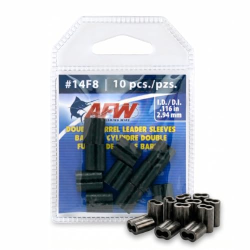 AFW Thin Wall Double Barrel Fishing Line Crimp Sleeves, #14F8-1000 pcs