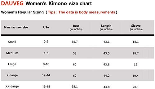 Dauveg Quimono feminino longo de chiffon cardigã Boho floral 0 caneta capa frontal xale, 1 preto, S