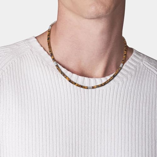 COAI OT Clasp Men's Beaded Necklace, Lapis Lazuli/Turquoise/Tiger Eye Crystal Necklace for Men - Image 3