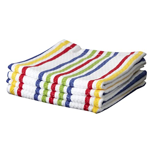 T-Fal Textiles 22418 2-Pack 100-Percent Cotton Print Dual Sided Dish Cloths, Stripe Red Multi Pattern, 4 Pack #TOP16