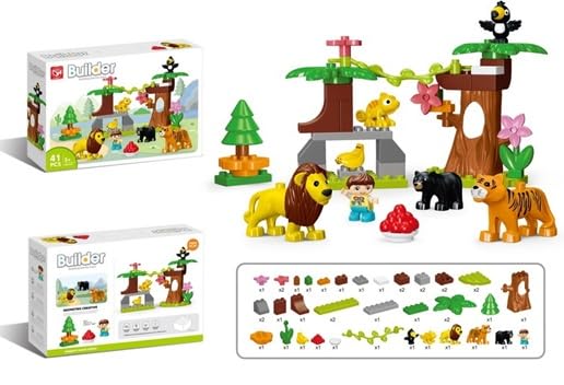 Image of Building Blocks Bricks Set, Build, Learn and Play, Construction, Educational Interactive Creative DIY Toy, Compatible with All Major Brands (Animal Valley Farm, 40+ Pcs)