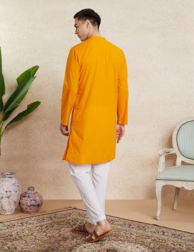 Image of Amazon Brand - Symbol Men's 100% Cotton Solid Long Length and Pant Set |Casual |Regular Fit - 2pcs (Available in Plus Sizes)