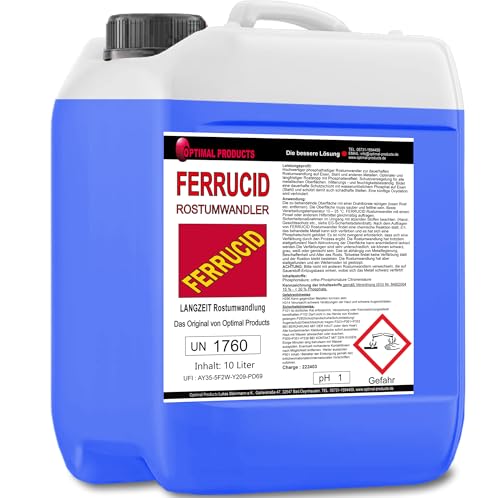 Optimal Products Rostumwandler 10l - Rostentferner und Rostschutz mit Phosphatiereffekt - Anwendbar auf allen metallischen Flächen - Sprühbar Optimal Products Rostumwandler 10l - Rostentferner und Rostschutz mit Phosphatiereffekt - Anwendbar auf allen metallischen Flächen - Sprühbar