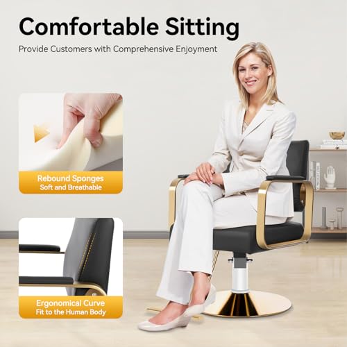 Image of Fulavorty Salon Chair,Salon Chair for Hair Stylist with Height Adjustment,360 Rotatable Barber Chair for Barber Store,Beauty Salons,Spas