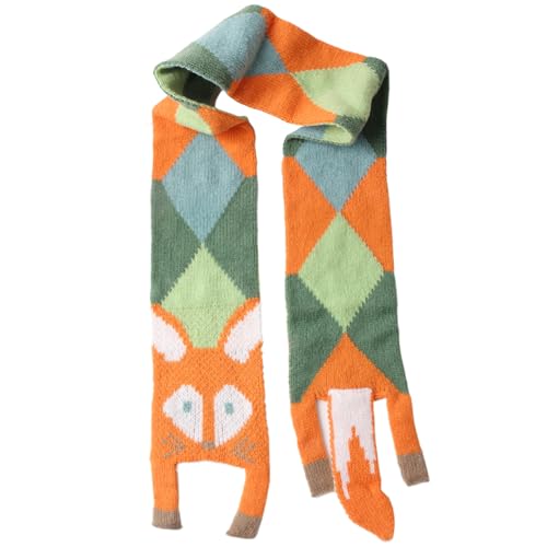 1Pcs Fox Pattern Cozy Scarf Stylish Womens Shawl for Autumn Winter Soft Knit Neck Warm Casual Wear