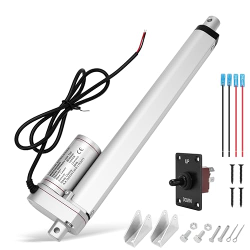 WODHMIEY 1500N Linearantrieb 100/150/200/250/300/450 mm DC 12V Elektrozylinder Set mit manuellem Schalter IP65 10 mm/s Hubmotor für Fensteröffner Sofas Pflegebetten Türen Gewerbe DIY Auto Möbel 250mm