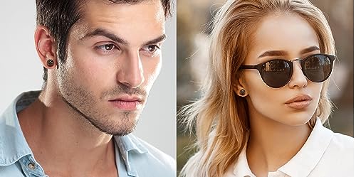 Cupimatch Earrings for Men Flat Back Earrings Sleeper Earrings for Women Men Pack of 2 Pairs(Stainless Steel Earrings Wooden Earrings)2