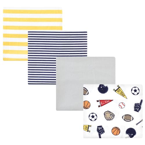 Image of Hudson Baby Unisex Baby Cotton Poly Flannel Receiving Blankets, Sports Fan, One Size