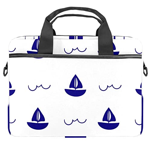 Sacoche ordinateur portable 13,3 pouces avec bandoulière et motif marin blanc