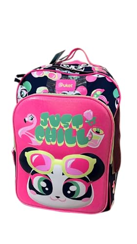 Mochila com Rodinha Puket Menina Panda Miami Azul-Marinho