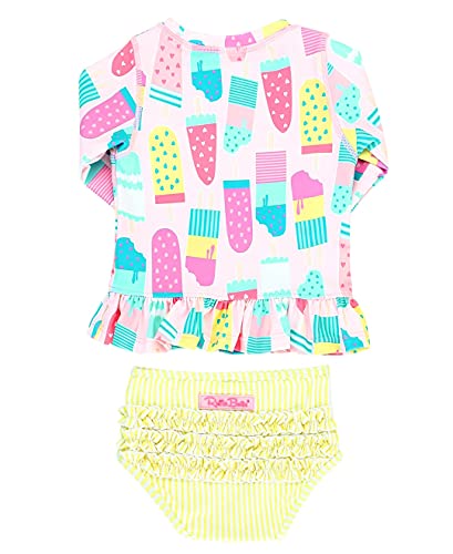 RuffleButts Baby/Toddler Girls Long Sleeve Ruffle Hem Rash Guard Bikini UPF50+ Sun Protected Swimsuit4
