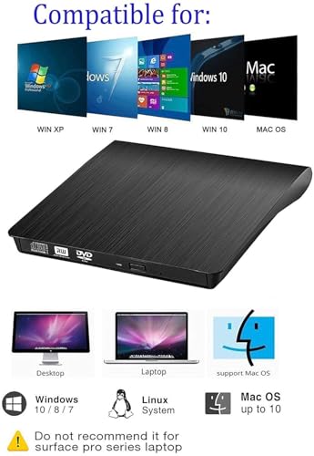 Unidad externa DVD CD USB 3.0 ultradelgada compatible con PC miniatura 4
