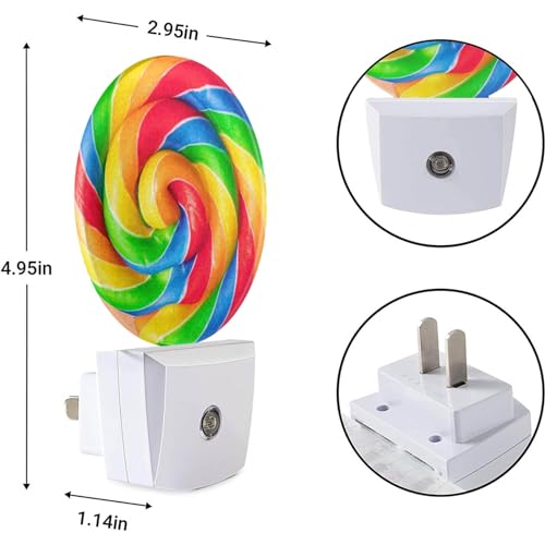 Image of EKOBLA Lollipop Candy Night Light, Colorful Swirl Plug-in Night Lights with Dusk-to-Dawn Sensor for Women Girls Boys Gift, 0.5W Sleep Friendly for Bedroom Bathroom