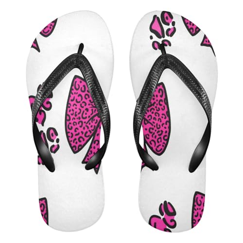 STAYTOP Leopard Pink Bow Flip Flops Sandals of Men's & Women's,Sandals Beach Slippers Shower Slides