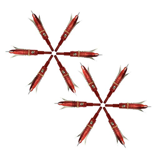 Zzuus 12Pcs Archery Red Broadheads 100 Grain 2.1" Cut For Compound Bow Crossbow Arrowheads With Plastic Portable Broadheads Case #TOP5