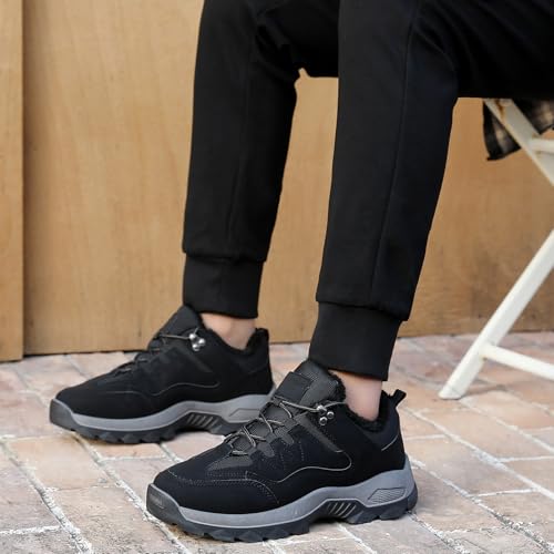 Wanderschuhe Herren Winter Warm Gefütterte Trekkingschuhe Winterschuhe, rutschfest Leichte Barfußschuhe Wanderstiefel, Bequem Winterstiefel Bergstiefel Wasserdicht Wanderhalbschuhe Outdoor Schuhe