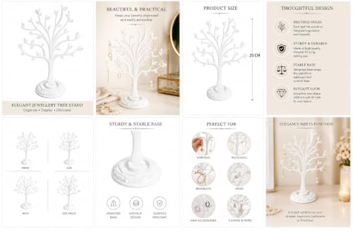 Image of morel JEWEL TREE PLASTIC EARRING ORGANIZERS - EARRING HOLDER WITH 29 HOLES FOR STUDS, EARRING,HANGING EARRINGS, DISPLAY STORAGE STAND - WHITE WITH PLASTIC BASE.(PACK OF 2)