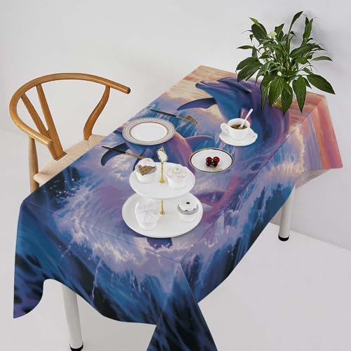 Nappe de table rectangulaire pour décoration de cuisine et repas de famille azur