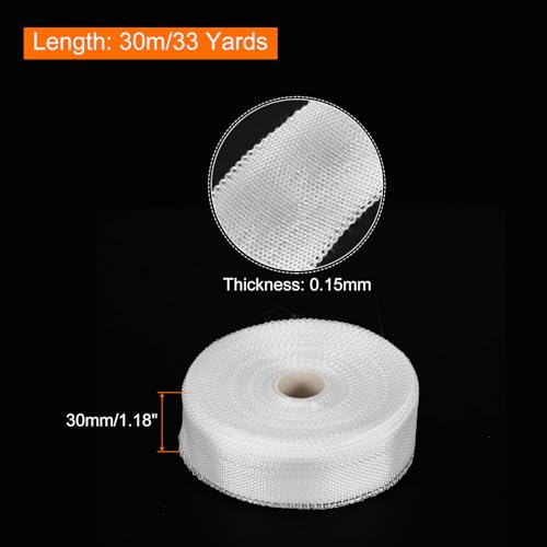 Image of MECCANIXITY 2pcs Fiberglass Cloth Tape 30m(33 Yard) x30mmx0.15mm C Glass Fiber Fiberglass Mesh Glass Fiber Mesh Woven Fiberglass Fabrics Insulation Tape for Reinforcement Repair