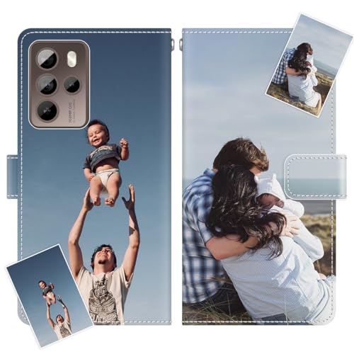 JGOYGYI Funda Personalizada Compatible con HTC U12 U11 Plus Life Eyes U Ultra Desire 22 21 20 Pro 19 12 12S,Piel Carcasa Flip Case,Personalizable con Foto Imagen Texto Nombre Letras