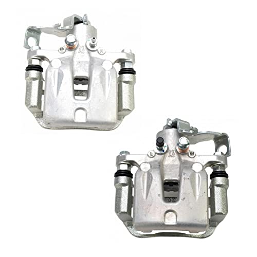 Image of TRQ Rear Driver and Passenger Side Brake Caliper Set Caliper Brackets Hardware Compatible with 14-17 Kia Forte 2018, with 15 Inch Wheels 14-16 Forte Koup 14-17 Forte5 13-17 Hyundai Elantra GT