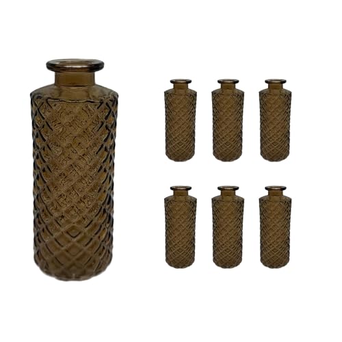 Relaxdays Vasen, 6er Set, Rautenmuster, Vintage, Glas, HxD: 13 x 5 cm,...