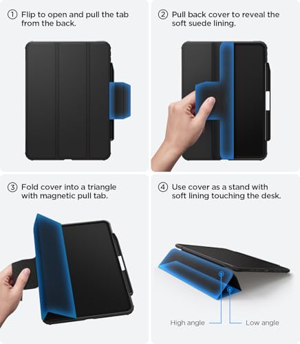 Image of Spigen for iPad Pro 11 inch Case M5 /M4 (2025-2024), Ultra Hybrid Pro, Tri-fold Kickstand Protective Folio Cover with Pencil Holder, Supports Auto Wake /Sleep, Black