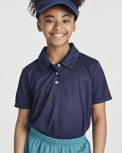 Image of 3 Pack Girls' Mesh Polo Shirts Short Sleeve Collared School Uniform Tops | Sizes 4-18, Quick Dry Performance Knit, Easy Care Everyday, Back To Class Ready, Plain Smart Collar, Golf